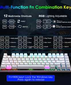 HUO JI Z88 Z-88 RGB Mechanical USB Gaming Keyboard, Blue Switch , LED Backlit, Water Resistant, Compact 81 Keys Anti-Ghosting for Mac, PC, White 81 keys, blue switch 26 81yzMUe2icL