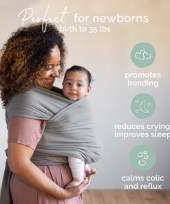 Alternative view of Boba Baby Wrap Carrier Newborn to Toddler - Stretchy Baby Wraps Carrier - Baby Sling - Hands-Free Baby Carrier Wrap - Baby Carrier Sling -Baby Carrier Newborn to Toddler 7-35 lbs (Grey) Grey