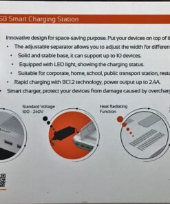 Alxum iPad Charging Station for Multiple Devices, 96W 10 Port Cell Phone Charging Station Organizer,USB Fast Charger Dock Compatible w iPad/iPhone/Android/Kindle/Fire/Kindle Tablet, UL Certified,White 63 81z1R4jL8oL