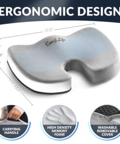 ComfiLife Gel Enhanced Seat Cushion – Office Chair Cushion – Non-Slip Gel & Memory Foam Coccyx Cushion for Tailbone Pain - Desk Chair Car Seat Cushion Driving - Sciatica & Back Pain Relief (Gray) Gray 22 81z2E82KCQL