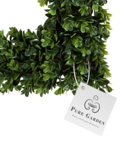 Home Boxwood Wreath-16.5-Inch Square UV Resistant Artificial Spring, Summer, Fall or Winter Outdoor/Indoor Wreaths for Front Door by Pure Garden, 16.5x3, Green 22 81z45hWXPxL