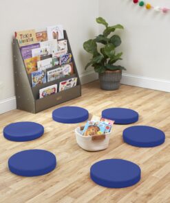 ECR4Kids SoftZone Floor Cushions, Round, Flexible Seating, Blue, 6-Piece 21 81z4XBlAGYL