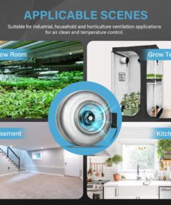 iPower GLFANXINLINE8 8 Inch 750 CFM Inline Duct Ventilation HVAC Exhaust Blower for Grow Tent, Grounded Power Cord, 8" Fan, Grey 20 81z4eRA0FL