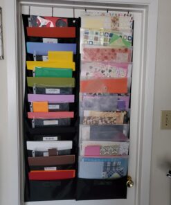 Black Pocket Chart for Classroom - 10 Pocket Storage Rainbow Pocket Charts , 3 Over Door Hangers Included, Hanging Wall File Organizer for File Folders, School Mailbox, Home/Office Papers Black - (10 Name Tag Pockets) 24 81z7TtST66L