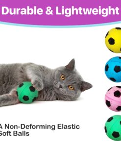 SPOT by Ethical Products - Sponge Soccer Balls Cat Toy, 4-Pack Interactive Cat toys Chasing Hunting Stimulating Cat toys For Indoor Cats Best Sellers, Small Green, Pink, Blue, Yellow, Black 17 81z93LHaC0L
