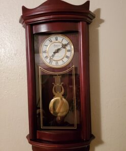 Bedford Clock Collection BED1247CHR Weathered Wall Clock with Pendulum, Cherry Wood 15 81zAMFlMKFL