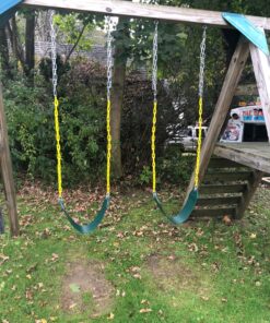 Squirrel Products 2 Pack Heavy Duty Strap Swing Seat - Swing Set Strap Swing Seat Replacement with Plastic Coated Chain for Easy Install - Green Green, 2 Pack Heavy Duty 31 81zAuH1T6NL