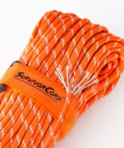 620 LB SurvivorCord Hank, Paracord 550 Type III, Military Grade, Heavy Duty Paracord with 3 Survival Strands, Cordage for Camping, with Survival Firestarter. Reflective Orange (100 Ft) 100.0 Feet