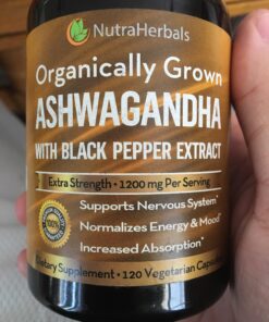 NUTRAHERBALS Ashwagandha Supplement Made with Premium Ashwaganda Root Powder 1200mg with Black Pepper Extract for Increased Absorption - 120 Vegi Capsules 28 81zDWlUCmGL
