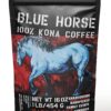 Farm-fresh: 100% Kona Coffee - Dark Roast - Arabica Whole Beans - 1 Lb or 16 oz Bag - Blue Horse 100% Kona Coffee from Hawaii 16 oz Dark Roast, Whole Beans