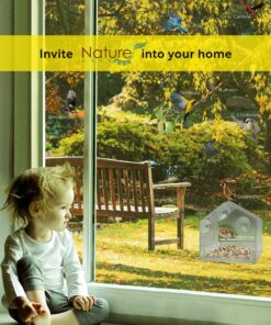 Nature Gear Window Bird Feeder - Refillable Sliding Tray - Weather Proof - Snow and Squirrel Resistant - Drains Rain Water - See Songbirds from Home! (House Style) (House Model) House 29 81zFkoVPedL