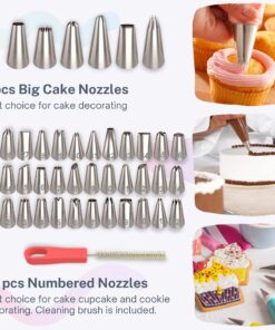 Cakebe Cake Cupcake Kit-68pcs Supplies and Cookie Decorating Kit with Piping Bags Frosting Icing Tip, 1, silver 28 81zG07g 3aS