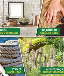 SGT KNOTS Twisted ProManila Rope - UnManila, Twisted 3 Strand Outdoor Rope, Lightweight Synthetic Rope for DIY Projects, Marine, Commercial (1/4" x 100ft) 1/4 inch x 100 ft 15 81zG93NDRGL