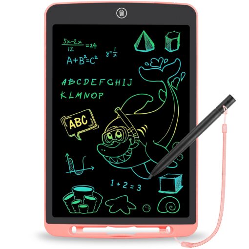 LCD Writing Tablet for Kids,12 Inch Colorful Educational Drawing Tablet, Erasable Reusable Electronic Writing Board, Toddler Doodle Board, Learning Toy Gift for Boys Girls Ages 3-8(Pink) Pink 12