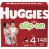 Huggies Little Movers Slip-On Diaper Pants, Size 4, 148 Ct Size 4 (148 Count) 100 81zJhAIJJMS