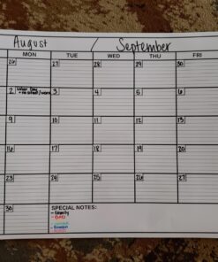 Dry Erase Laminated Jumbo Wall Calendar, Huge 24-inch by36-Inch Size, Monthly Planner for Home Office, Classroom, Large Date Boxes, Reusable Film, Never Folded, Includes 5 Markers, 8 Tacks. I Eraser White 24 x 36 - 1 month 24 81zK4QFOexL