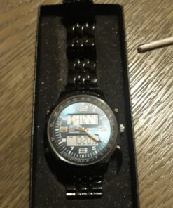 VIGOROSO Men's LED Analog Digital Date Week Sports Outdoor Steel Blue Dial Watch Black&Blue 34 81zMvSgLywL