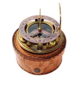 MAH Brass Magnetic Sundial Compass for Birthday, Grandfather, Baptism, Father's Day, Partner, Best Man, Anniversary, Farewell, Graduation, Christmas, Home Décor Vintage Style Sundial with Gift Box. Brass Round Sundial (Leather Case) 11 81zPMYBnNJL