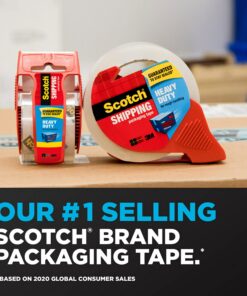 Scotch Heavy Duty Packaging Tape, 1.88" x 54.6 yd, Designed for Packing, Shipping and Mailing, Strong Seal on All Box Types, 3" Core, Clear, 4 Rolls (3850-4RD) 26 81zPjKQAS7L