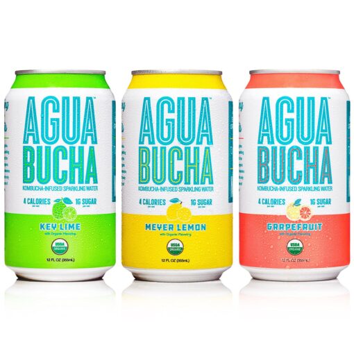 Mother Kombucha Agua Bucha | Kombucha Powered Sparkling Water | Variety Pack | Light & Delicious | Vitamin Rich & Only 4 Calories | USDA Organic | No Artificial Ingredients | B12 |12 fl Oz (12 pack) 12.05 Fl Oz (Pack of 12)