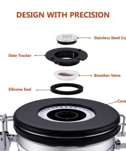 Magicafé Airtight Coffee Container Canister - CO2 Valve Coffee Container with Scoop for Ground Coffee Beans Storage Medium 16oz Stainless Steel 14 81zSW3lRSbL