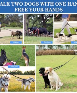 Pet Dog Double Leashes - No Tangle Dog Leash Coupler, Comfortable Shock Absorbing Reflective Bungee Lead for Nighttime Safety, Dual Dog Training Leash for Small, Medium & Large Dogs (Black) 21 81zWq7meyL