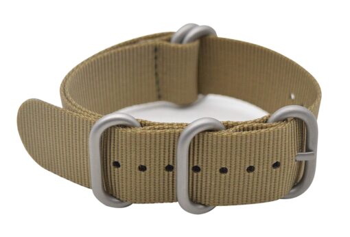 ArtStyle Watch Band with Colorful Nylon Material Strap and Heavy Duty Brushed Buckle Khaki 20mm