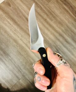 Old Timer 152OT Sharpfinger 7.1in S.S. Full Tang Knife with 3.3in Clip Point Skinner Fixed Blade, Black Sawcut Handle, and Leather Belt Sheath for Hunting, Camping, Skinning, EDC, and Outdoors 65 81zfTHXJGL