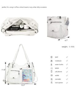 Purses and Handbags Women Tote Shoulder Top Handle Satchel Hobo Bags Fashion Washed Leather Purse 1-white 11 81zfbJIz6QL