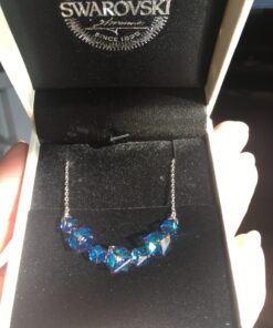 PLATO H Crystal Cube Curved Bar Necklace for Women with Gift Box Unique Dainty Jewelry Anniversary Mother's Day Gifts Blue 29 81zfyiUs7SL