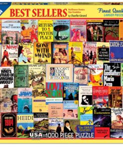 Alternative view of White Mountain Puzzles "Best Sellers", Vintage Book Covers Collage, 1000 Piece Jigsaw Puzzle