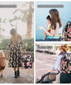 Srotek Diaper Bag Backpack Floral Baby Bag Water-Resistant Baby Nappy Bag with Insulated Water Bottle Bag/Changing Pad for Women/Girls/Mum (Flower Pattern) 34 81zlbCLXCeL