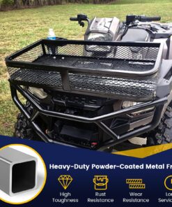 Goplus ATV Front Rack, Universal ATV Storage Rack, Heavy Duty Luggage Carrier with Metal Mesh Frame, ATV/UTV Cargo Basket, 36.5”L x 17.5”W x 6.5”H 19 81zms5o7Z2L