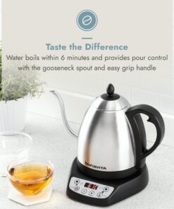 Bonavita 1L Digital Variable Temperature Gooseneck Electric Kettle for Coffee Brew and Tea Precise Pour Control, 6 Preset Temps, Café or Home Use, 1000 Watt, Stainless Steel Brushed Stainless Steel 29 81znI5mtiL