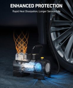 AstroAI Tire Inflator Portable Air Compressor (Up to 150 PSI) Tire Pump for Car 12V DC Digital Air Pump with 12 LEDs Super Bright Light for Bicycle, Motorcycle, Automotive Car Accessories Yellow Type 2 16 81zo1oUtFiL