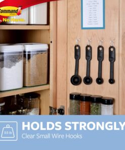 Command Small Wire Toggle Hooks, Damage Free Hanging Wall Hooks with Adhesive Strips, No Tools Wall Hooks for Hanging Christmas Decorations, 10 Clear Hooks and 12 Command Strips 10 Hooks 25 81zoSJyVROL