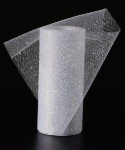 Alternative view of Sparkling Tulle Ribbon Roll Glitter Tulle Spool, 6 Inches by 25 Yards for Christmas Wedding Gift Wrapping Tutu Skirt, Party Decoration Silver