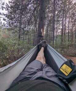 Wise Owl Outfitters Camping Hammock - Camping Essentials & Camping Gifts, Portable Hammock Single or Double Hammock for Outdoor, Indoor w/Hammock Straps Black & Grey Medium 32 81zpHSpNiAL