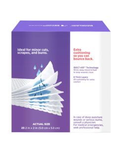 Band-Aid Brand Cushion Care Sterile Gauze Pads for Protection of Minor Cut, Scrapes & Burns, Absorbent & Non-Adhesive First Aid Wound Care Dressing Pads, Small Size, 2 in x 2 in, 25 ct<br> 9 81zqQ7e2zcL