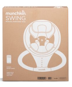 Munchkin® Bluetooth Enabled Lightweight Baby Swing with Natural Sway in 5 Ranges of Motion, Includes Remote Control, White Swing, Grey 26 81zr ws1PuL
