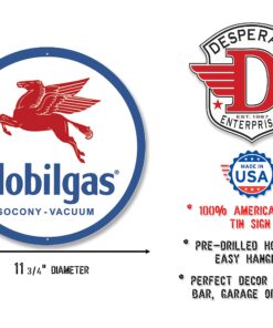 Alternative view of Signs 4 Fun SROM Oil-Mobilgas Pegasus Round Sign, Blue