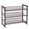 SONGMICS 3-Tier Shoe Rack Storage, Adjustable Metal Mesh Shoe Organizer Stand, Flat/Angled Stackable Shoe Rack Shelf for 9-12 Pairs, Shoe Tower for High Heels, Sneakers, Bronze, 12.1" x 29.1" x 24.7" 8 81ztDC0CCOL