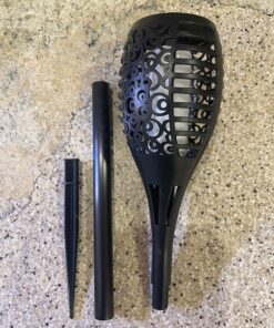 Solar Tiki Torches Christmas Lights with Flickering Flame Outdoor Halloween Decoration Torch Light Waterproof Landscape Decor Mini 4 Pack Lamp for Yard, Patio, Garden, Porch, Backyard Blue 4 Pack 52 81zuZKvUanL