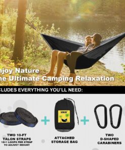 SZHLUX Camping Hammock Single Portable Hammocks with 2 Tree Straps and Attached Carry Bag 7 81zvFmY2rzL
