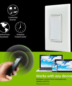 GE home electrical 14291 Enbrighten Z-Wave Plus Smart Switch, Works with Alexa, Google Assistant, SmartThings, Zwave Hub Required, Repeater/Range Extender, 3-Way Ready 1st Gen, White & Light Almond 15 81zvP1fUgjL