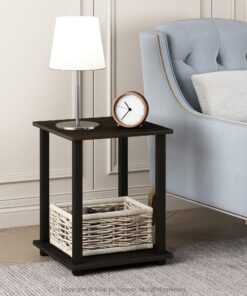 Alternative view of Furinno Simplistic Set of 2 End Table, Espresso/Black 2-Pack, Plastic Pole 15.6 x 15.6