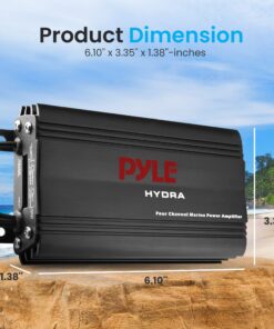 Pyle Hydra Marine Amplifier - Upgraded Elite Series 800 Watt 4 Channel Micro Amplifier - Waterproof, GAIN Level Controls, RCA Stereo Input, 3.5mm Jack, MP3 & Volume Control (PLMRMP3B) Standard Packaging 15 81zxB9FdyAL