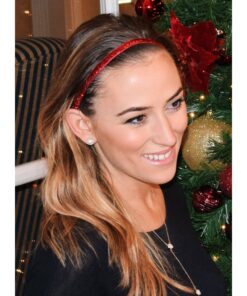 Alternative view of Sweaty Bands Womens Girls Headband - Non-Slip Velvet-Lined Sparkle Hairband - Viva Diva Red 3/8-Inch Red Sparkle