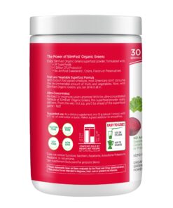 SlimFast Greens Powder, Green Superfoods with Organic Wheat Barley Grass, Flax Seed & Inulin, Oat Fiber Supplement, 1 Billion CFU Probiotics, Probiotic Multi Enzyme- Berry Burst, 30 Servings Organic Greens 30 81zxxI8UCL 2