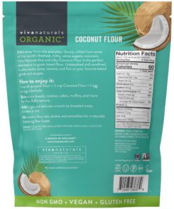 Viva Naturals Organic Coconut Flour (4 lbs) - Gluten Free Flour Substitute for Keto, Paleo and Vegan Baking, Low Fat and Fiber-Rich Coconut Baking Flour, Non-GMO, Unbleached and Unrefined, 1.81 kg 38 81zyAeACIUL
